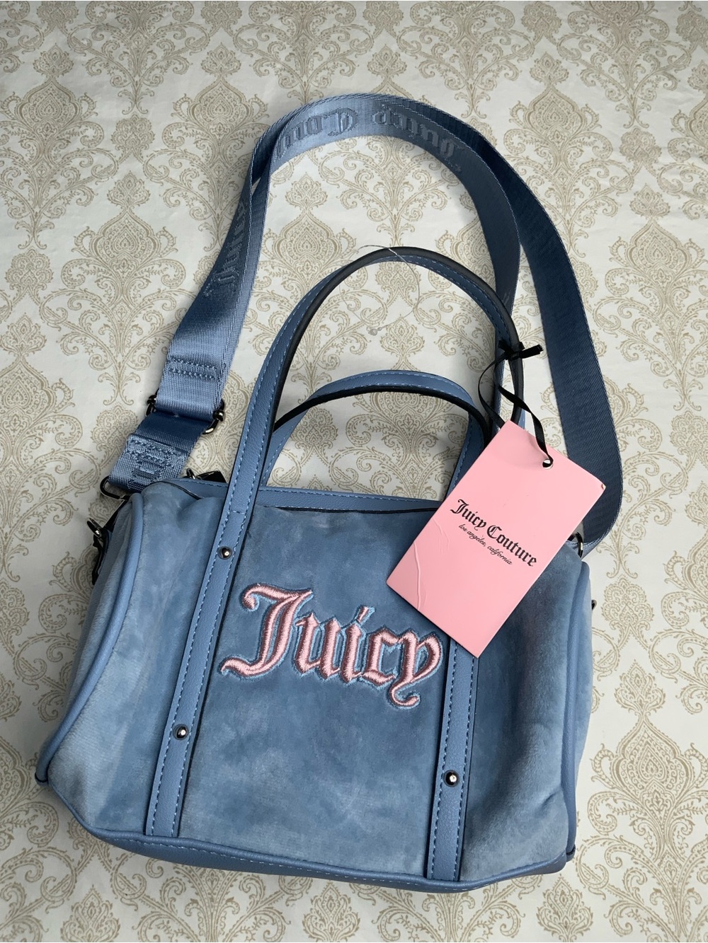 Juicy Couture Mini Barrel Bag Dusty Violet Slate Blue NWT